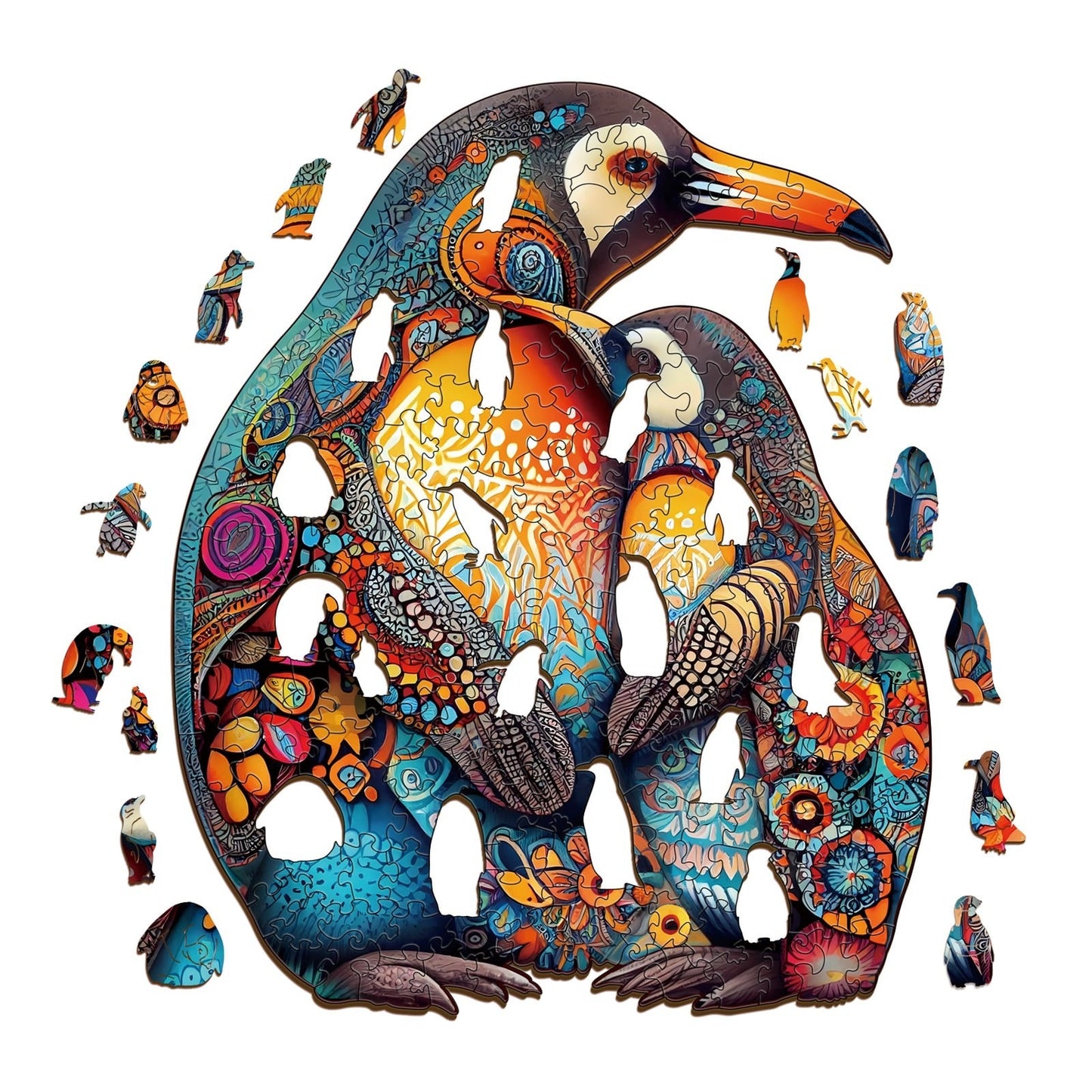 Whimsical Wooden Jigsaw Puzzle - PENGUIN FAMILY - pickApuzzle