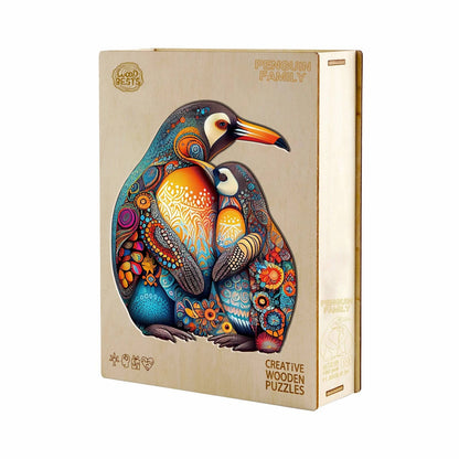 Whimsical Wooden Jigsaw Puzzle - PENGUIN FAMILY - pickApuzzle