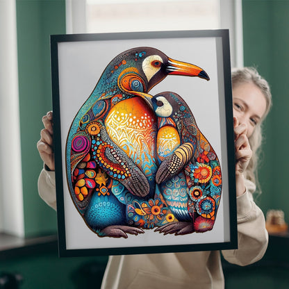 Whimsical Wooden Jigsaw Puzzle - PENGUIN FAMILY - pickApuzzle
