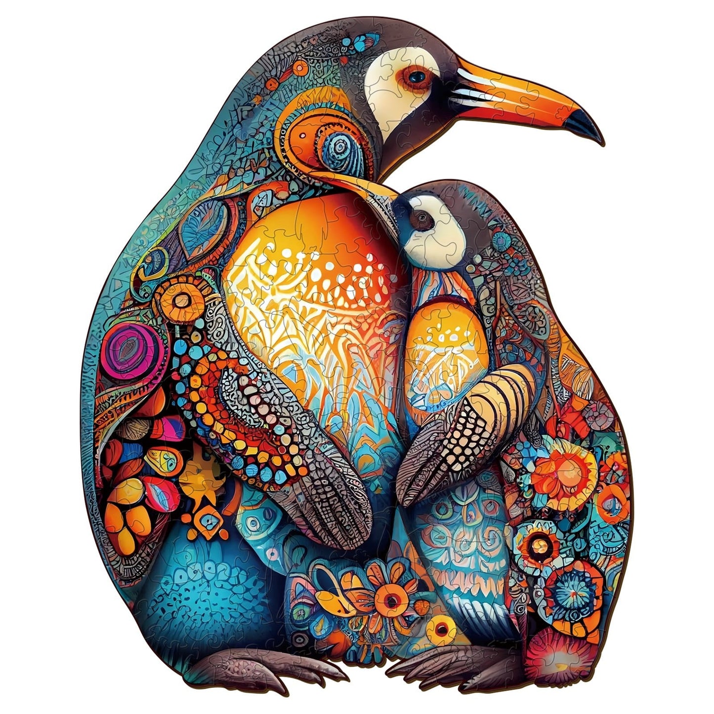 Whimsical Wooden Jigsaw Puzzle - PENGUIN FAMILY - pickApuzzle