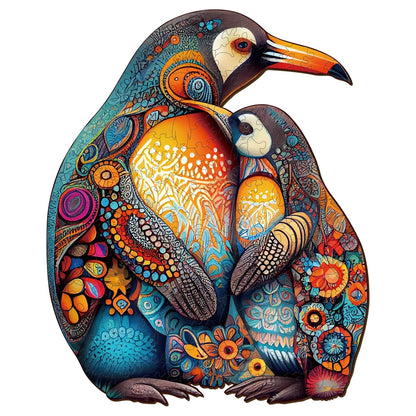 Whimsical Wooden Jigsaw Puzzle - PENGUIN FAMILY - pickApuzzle