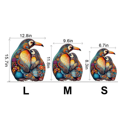 Whimsical Wooden Jigsaw Puzzle - PENGUIN FAMILY - pickApuzzle