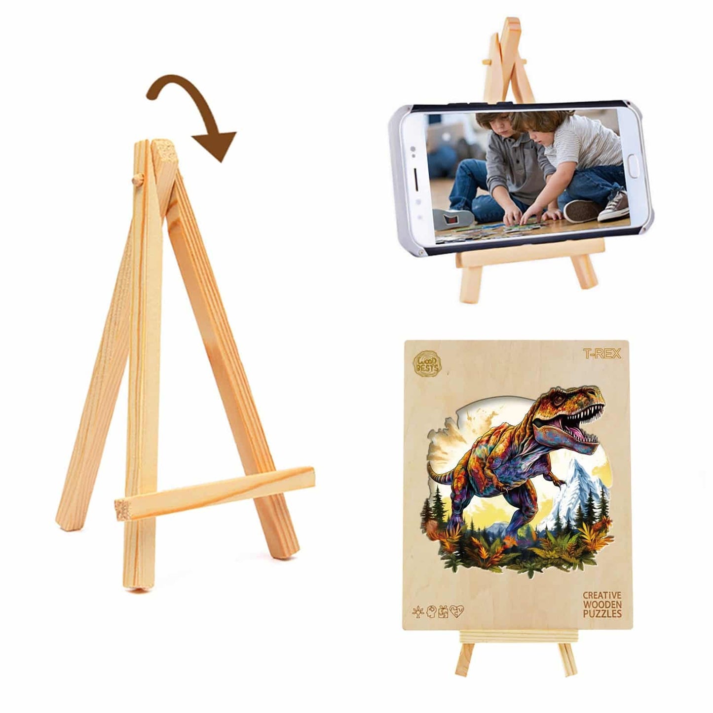 Whimsical Wooden Jigsaw Puzzle - T - rex - pickApuzzle