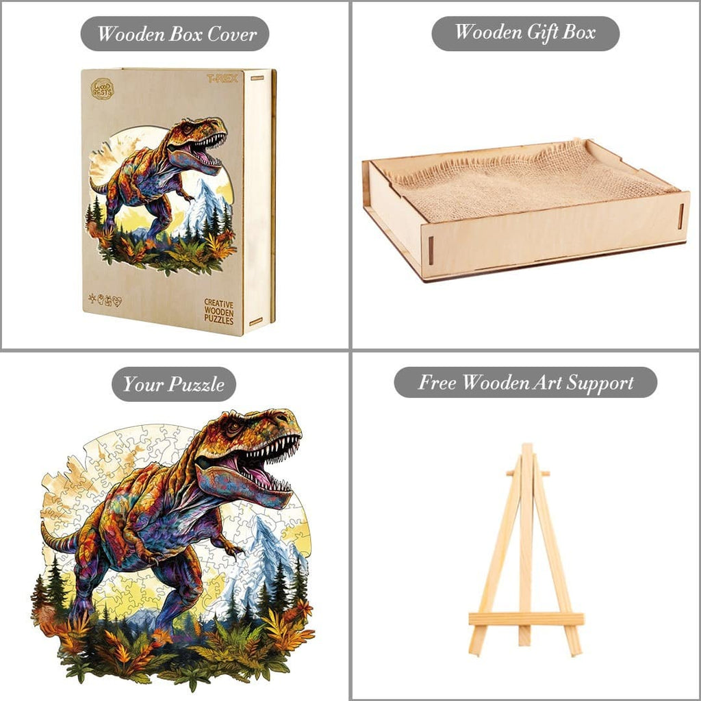 Whimsical Wooden Jigsaw Puzzle - T - rex - pickApuzzle