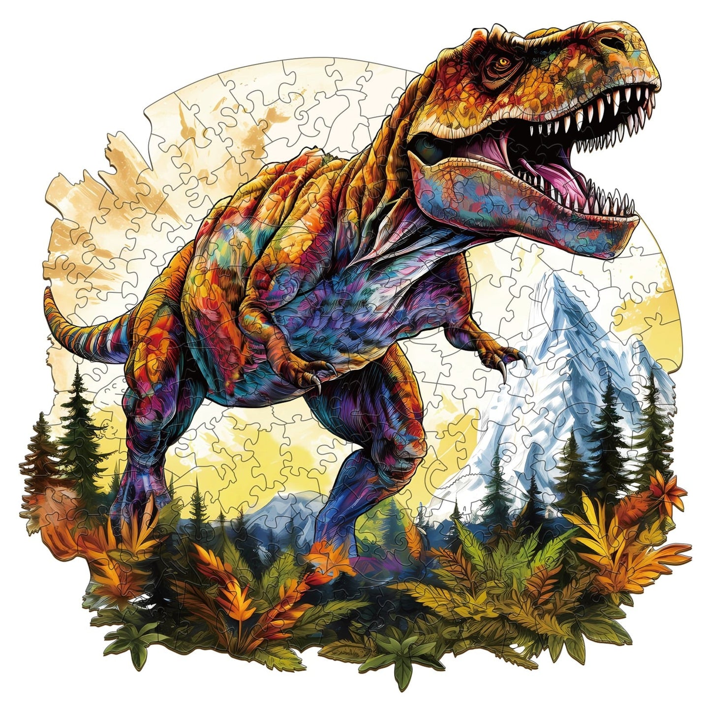 Whimsical Wooden Jigsaw Puzzle - T - rex - pickApuzzle