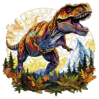 Whimsical Wooden Jigsaw Puzzle - T - rex - pickApuzzle