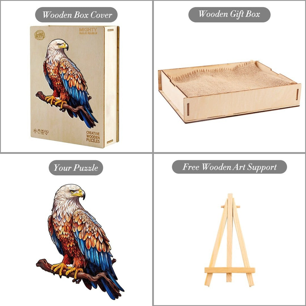 Whimsical Wooden Jigsaw Puzzle - Mighty Bald Eagle - pickApuzzle