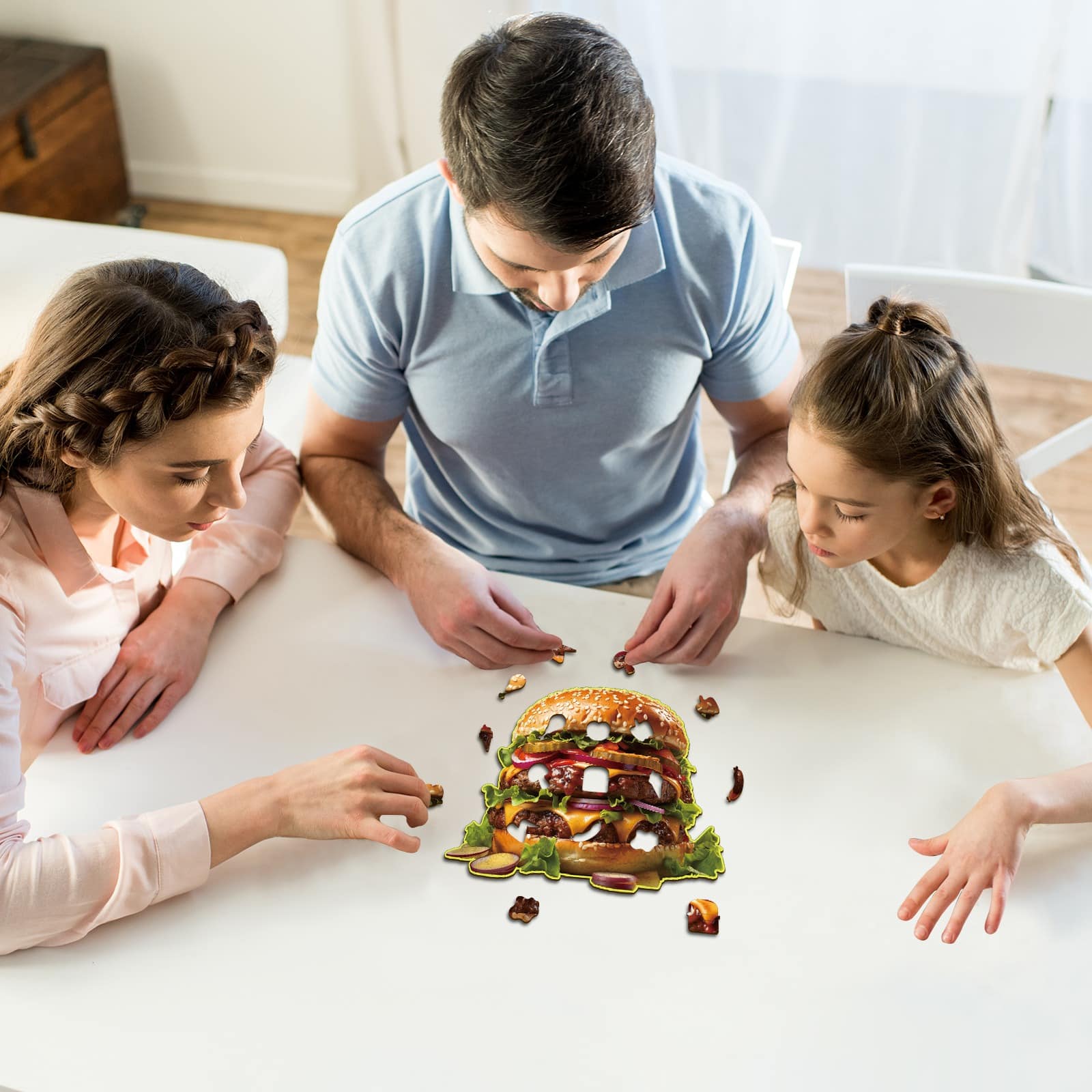 Whimsical Wooden Jigsaw Puzzle - Hamburger - pickApuzzle