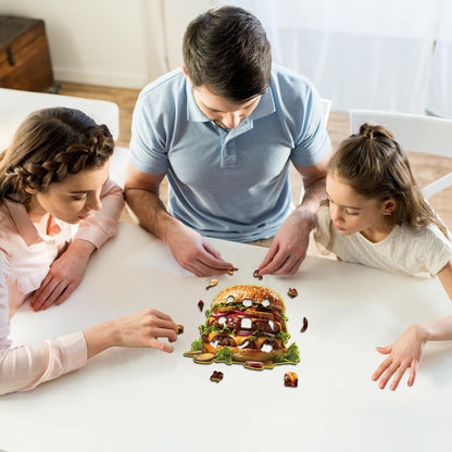 Whimsical Wooden Jigsaw Puzzle - Hamburger - pickApuzzle