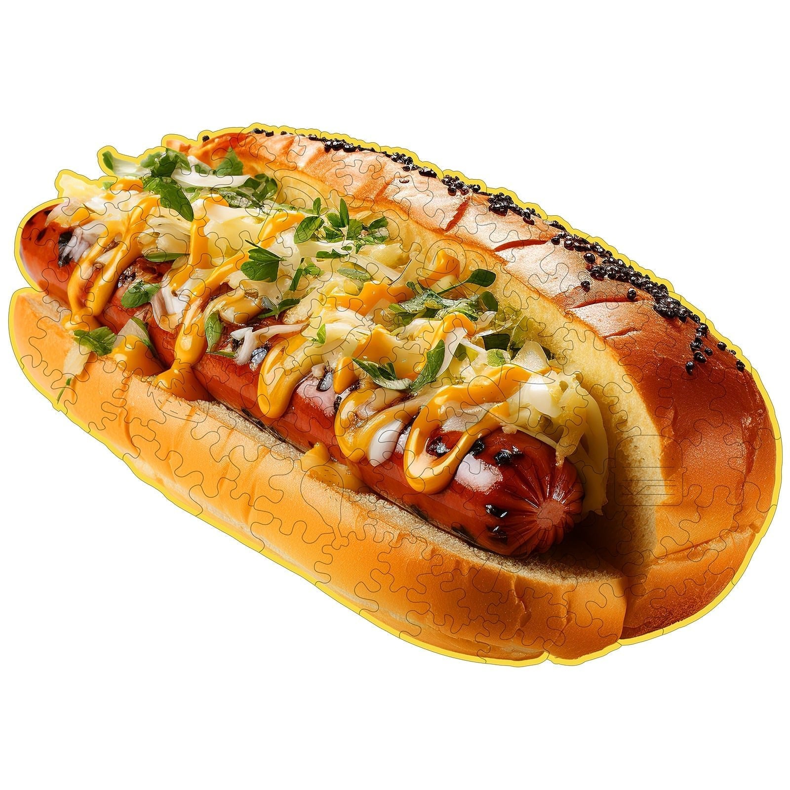 Whimsical Wooden Jigsaw Puzzle - Hotdog - pickApuzzle