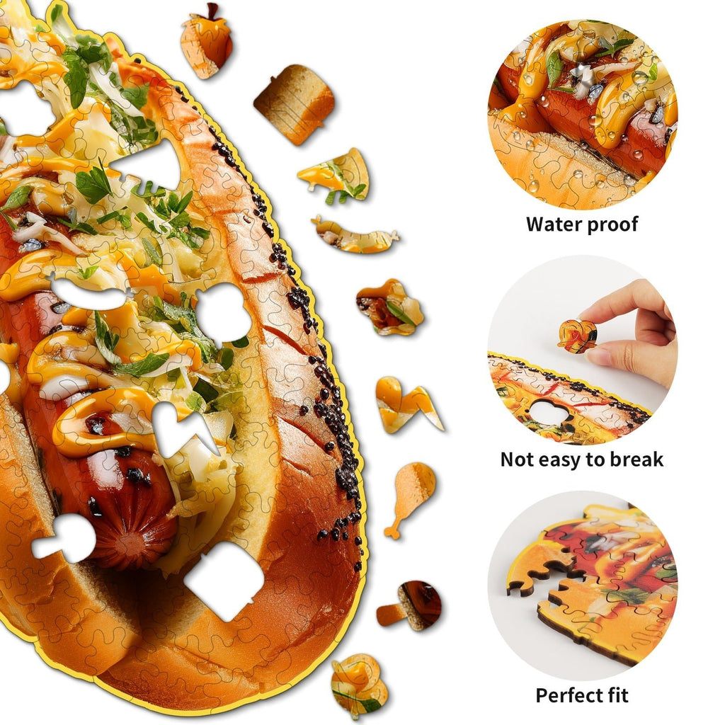 Whimsical Wooden Jigsaw Puzzle - Hotdog - pickApuzzle