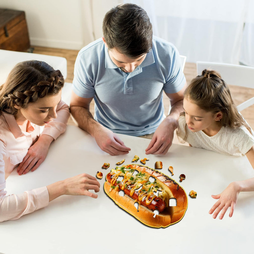 Whimsical Wooden Jigsaw Puzzle - Hotdog - pickApuzzle