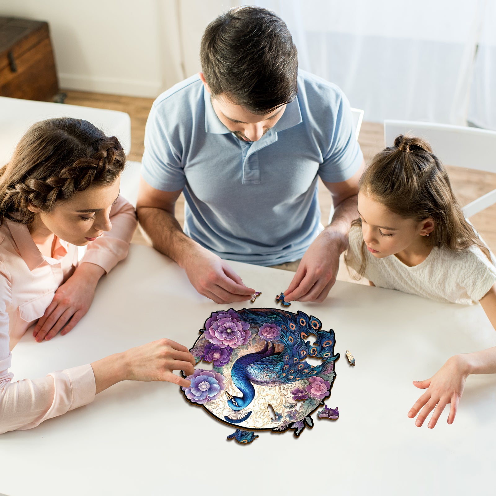 Whimsical Wooden Jigsaw Puzzle- Beautiful Peacock