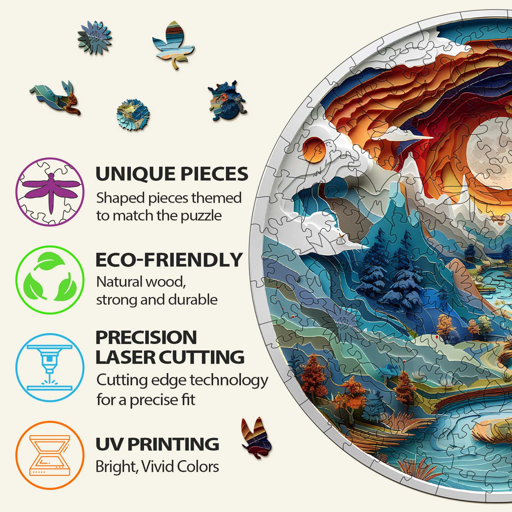 Whimsical Wooden Jigsaw Puzzle- 3d vision Inside The Cave-3