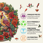 Whimsical Wooden Jigsaw Puzzle- Rose Cardinal