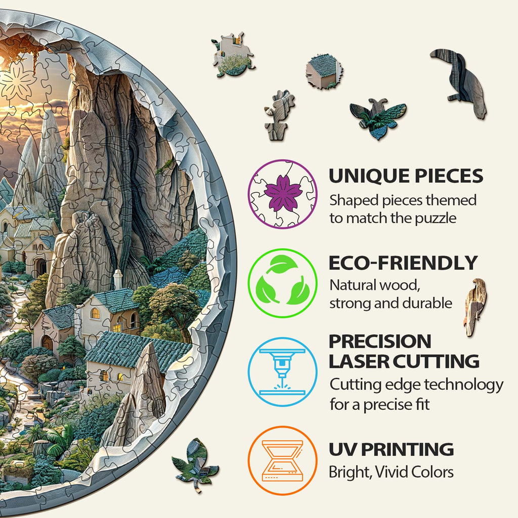 Whimsical Wooden Jigsaw Puzzle- 3d vision Inside The Cave-2