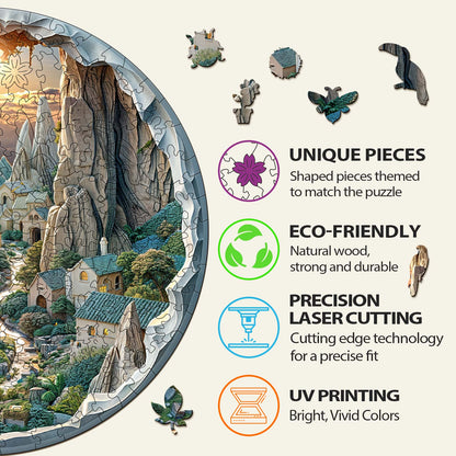 Verschlungenes Holzpuzzle - 3D-Ansicht „Inside The Cave-2“