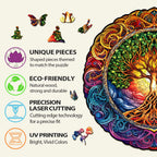 Whimsical Wooden Jigsaw Puzzle- Mandala Tree of Life-1