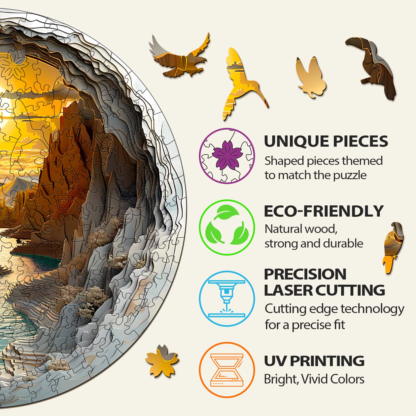 Whimsical Wooden Jigsaw Puzzle- 3d vision Inside The Cave-1