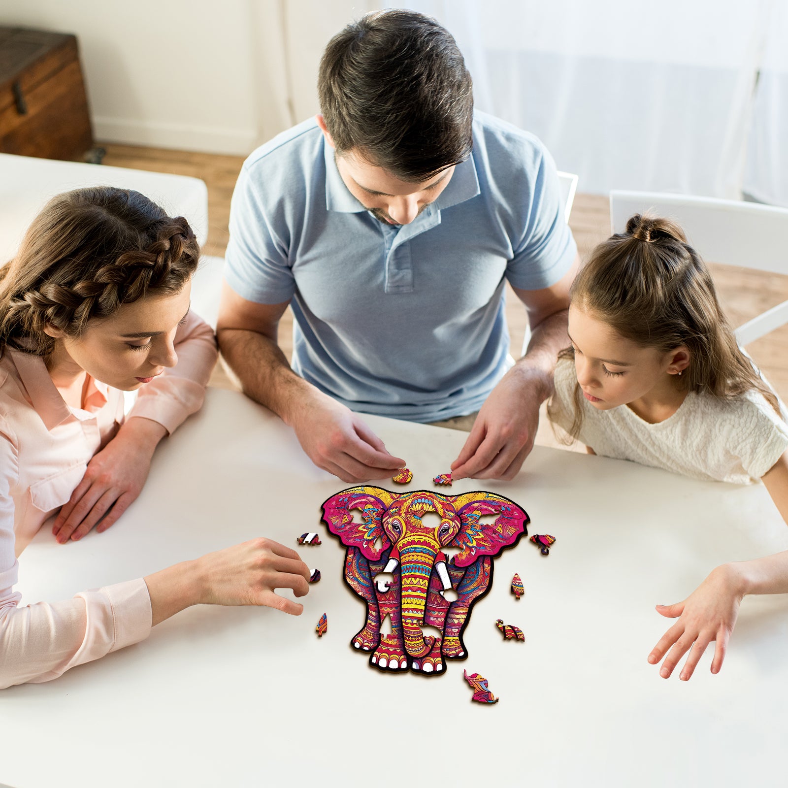 Whimsical Wooden Jigsaw Puzzle- Mandala Elephant