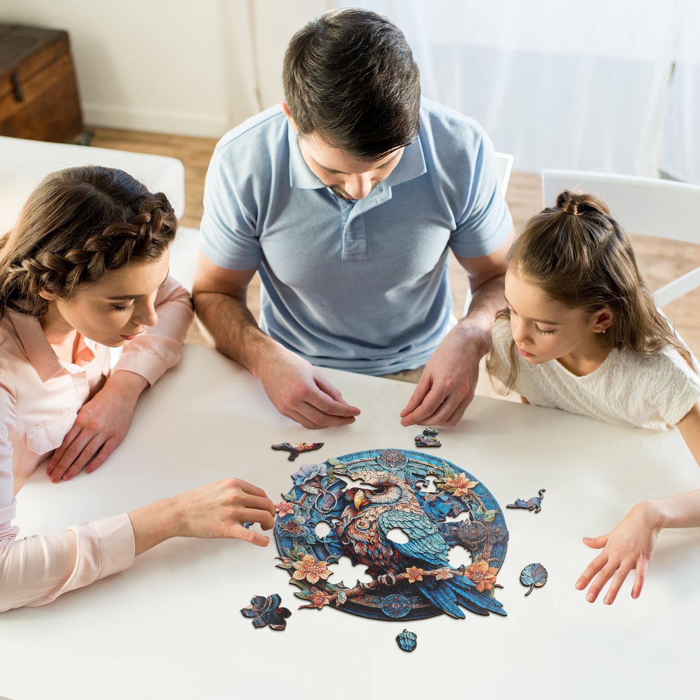 Skurriles Holzpuzzle – Weise Eule