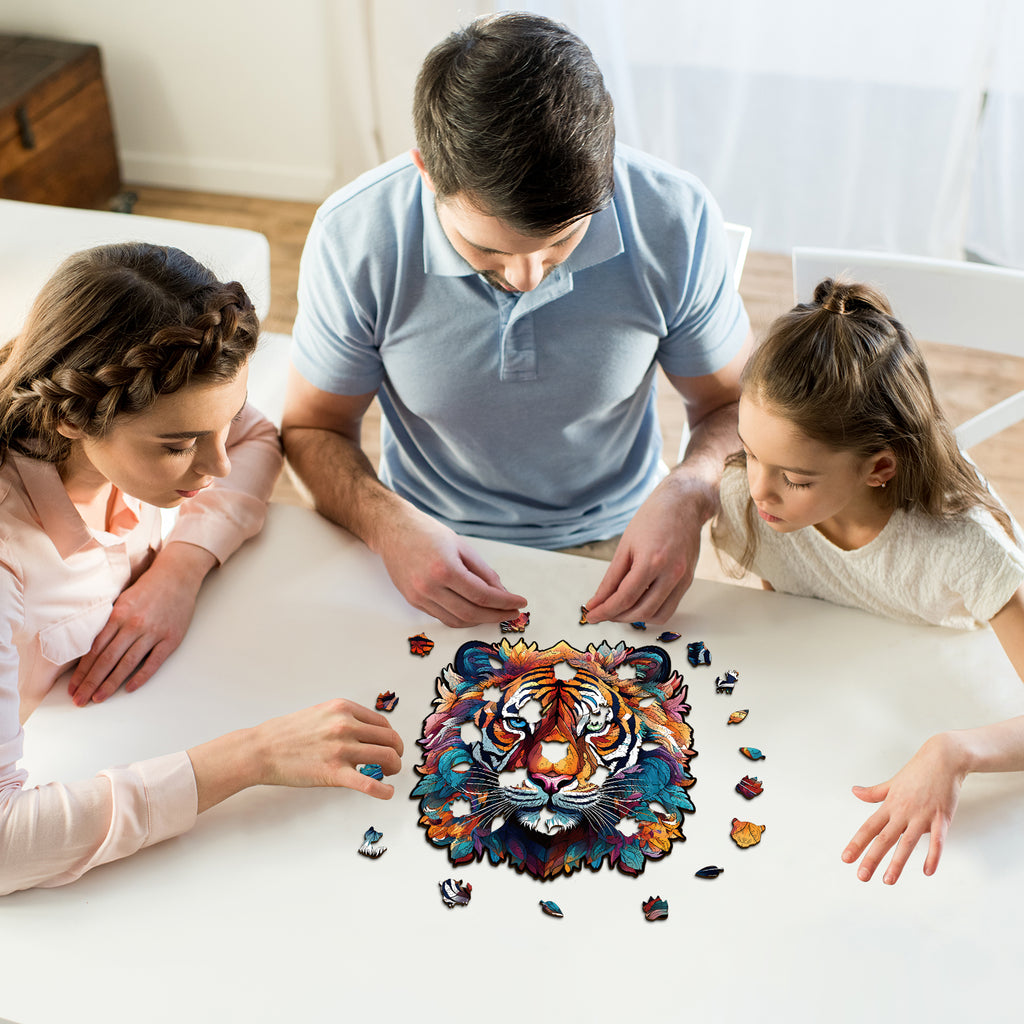 Whimsical Wooden Jigsaw Puzzle- Tough Tiger