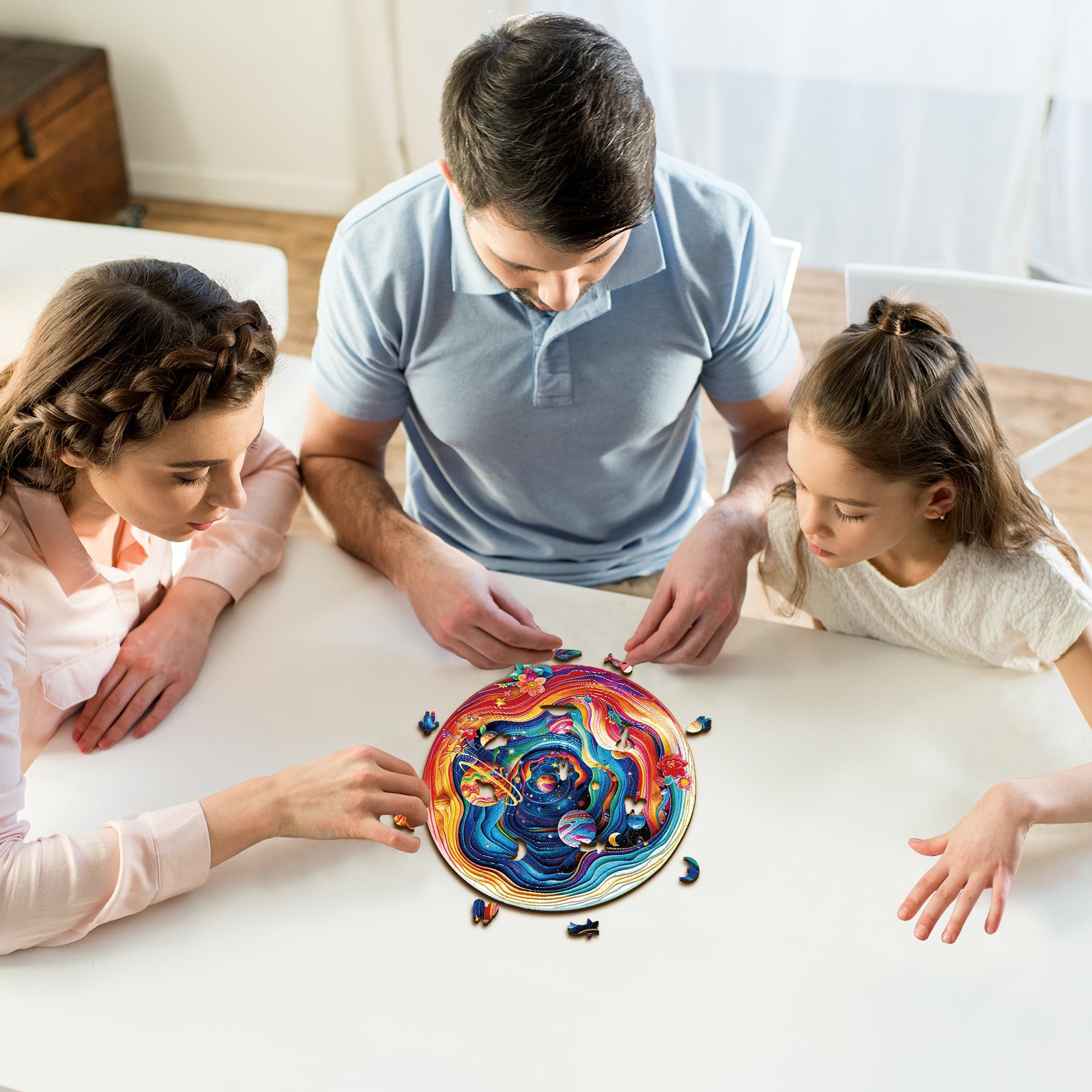 Whimsical Wooden Jigsaw Puzzle-  Colorful Universe
