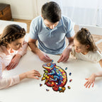 Whimsical Wooden Jigsaw Puzzle- Colorful Chameleon
