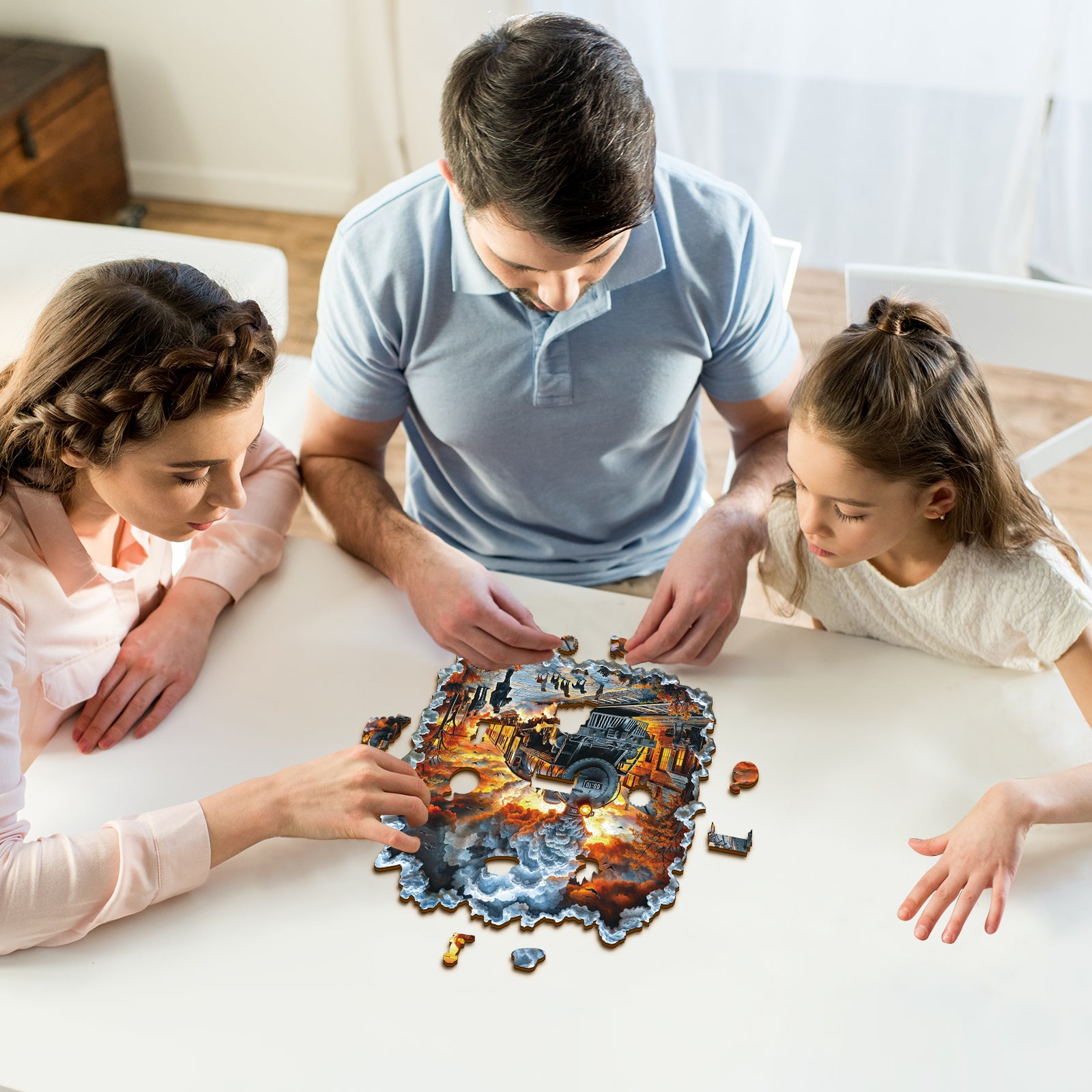 Whimsical Wooden Jigsaw Puzzle-  Retro Steam Train