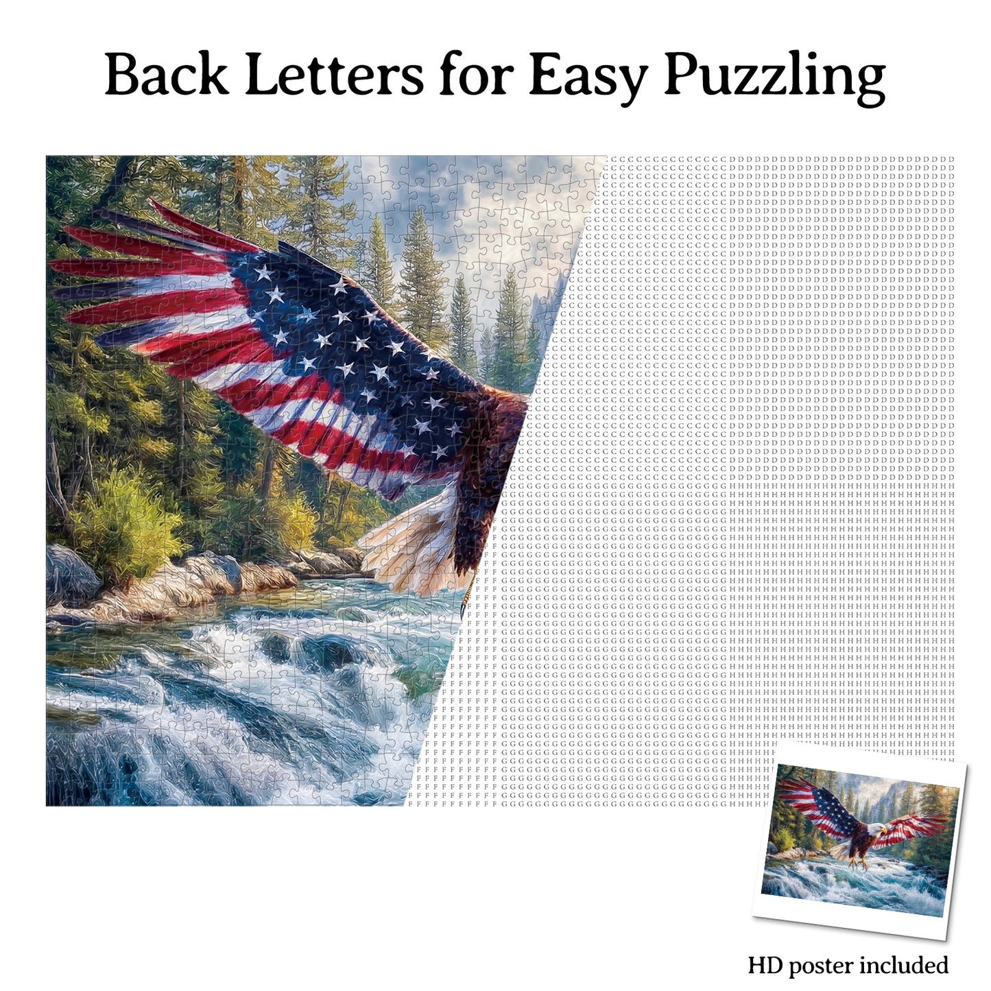 Flag Bald Eagle 2 - 1000-Piece Cardboard Jigsaw Puzzle