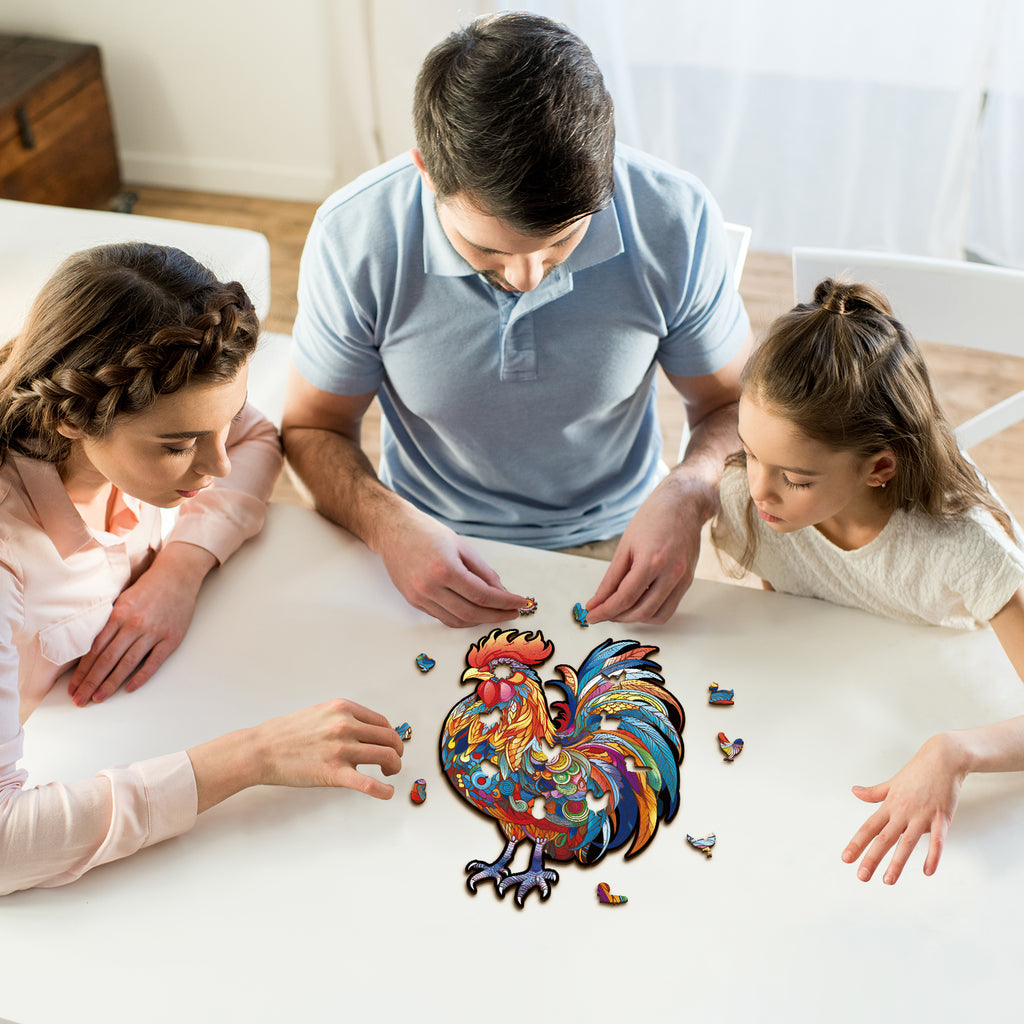 Whimsical Wooden Jigsaw Puzzle- Majestic Cock