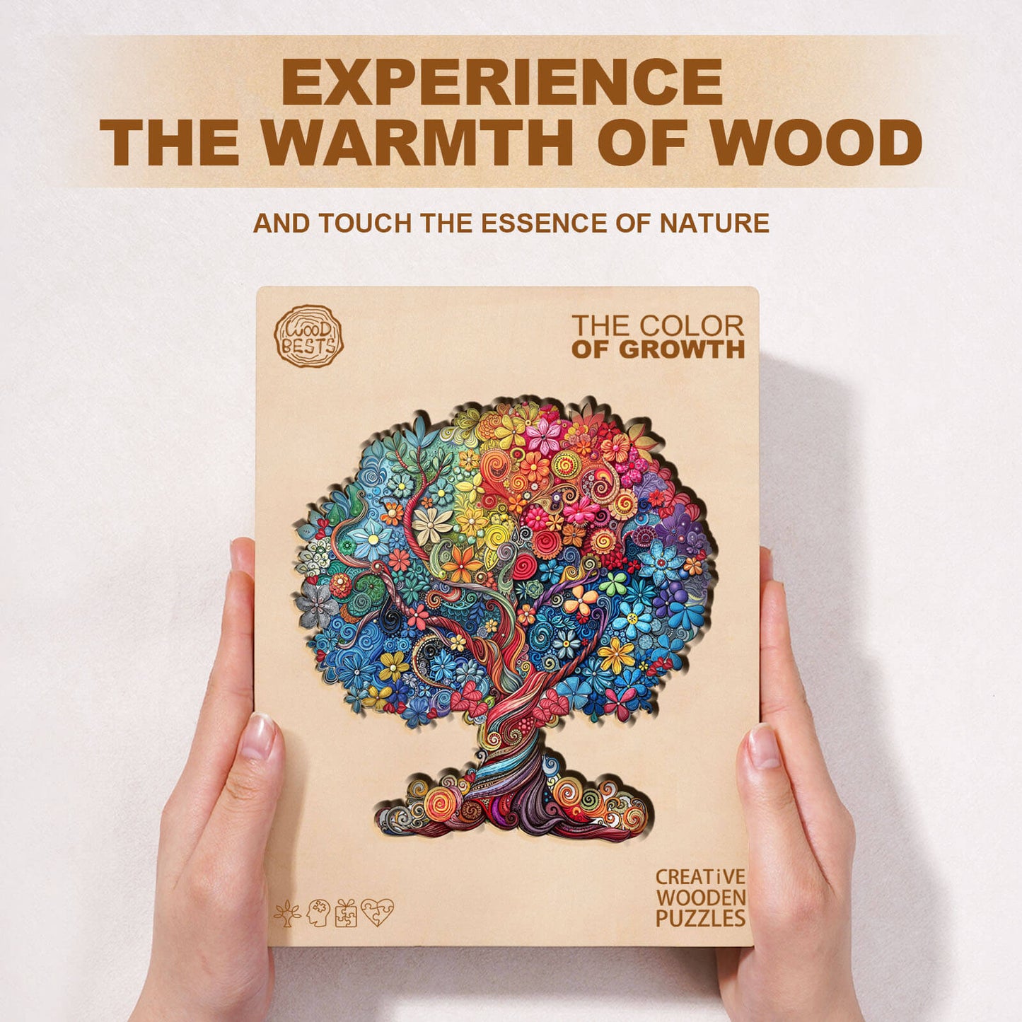 Verspieltes Holzpuzzle – die Farbe des Wachstums