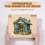 Whimsical Wooden Jigsaw Puzzle- Cat's Bookstore