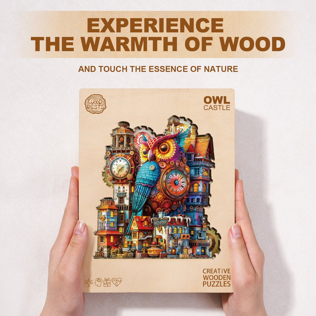 Whimsical Wooden Jigsaw Puzzle- Owl Castle