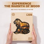 Whimsical Wooden Jigsaw Puzzle-Woodcarving lion