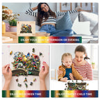 Puzzle en bois fantaisie - Fleurs sur le livre