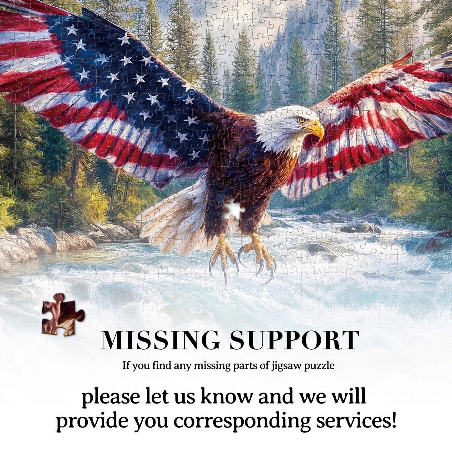 Flag Bald Eagle 2 - 1000-Piece Cardboard Jigsaw Puzzle