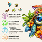 Whimsical Wooden Jigsaw Puzzle-  beach turtle