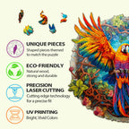 Whimsical Wooden Jigsaw Puzzle-Curious Parrot