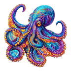 Whimsical Wooden Jigsaw Puzzle- Colorful Octopus