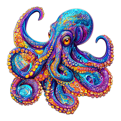 Skurriles Holz-Puzzle – Bunter Oktopus