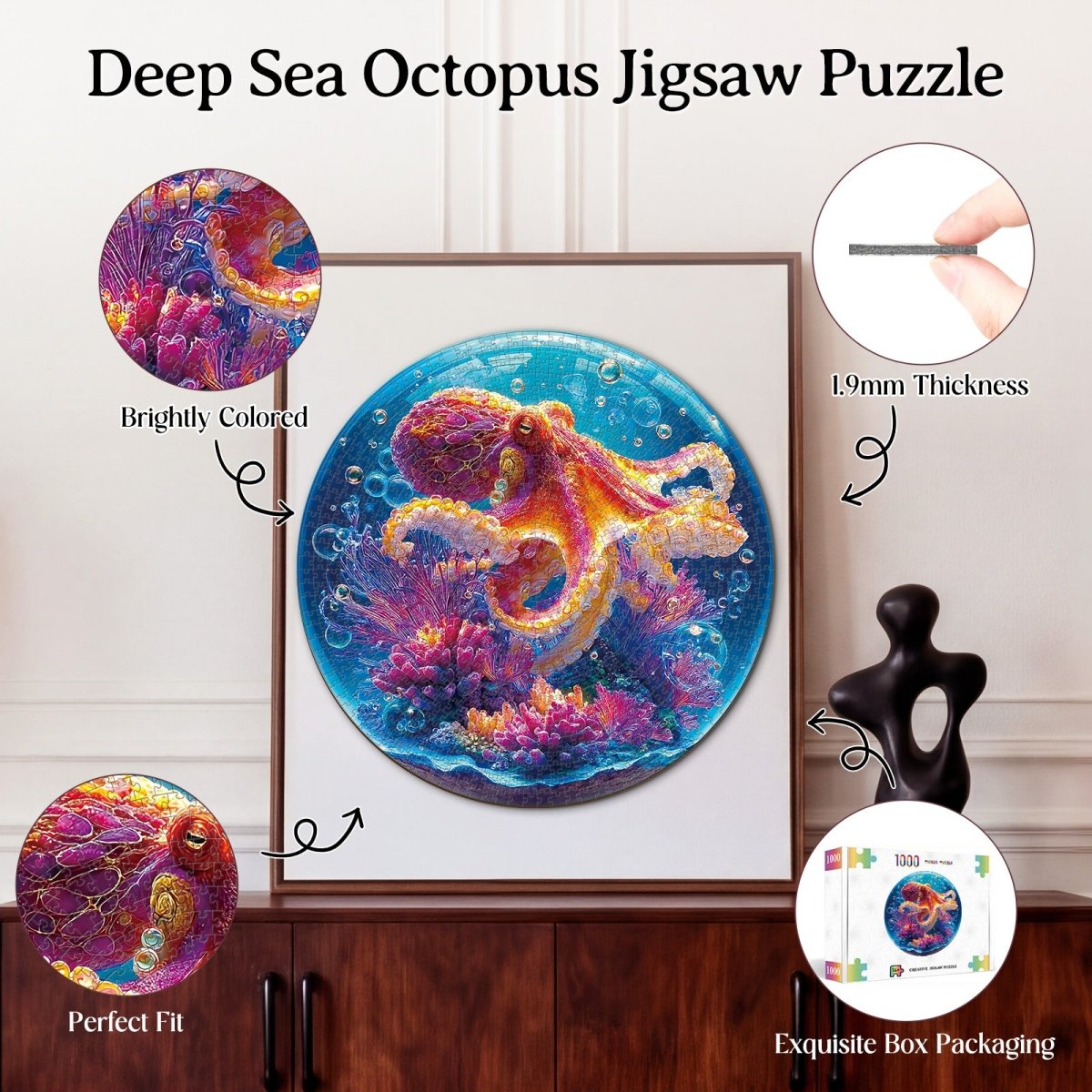 Artistic 1000 - Piece Cardboard Jigsaw Puzzle - Deep Sea Octopus - KAAYEE Puzzle
