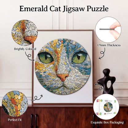 Artistic 1000 - Piece Cardboard Jigsaw Puzzle - Emerald Cat - KAAYEE Puzzle