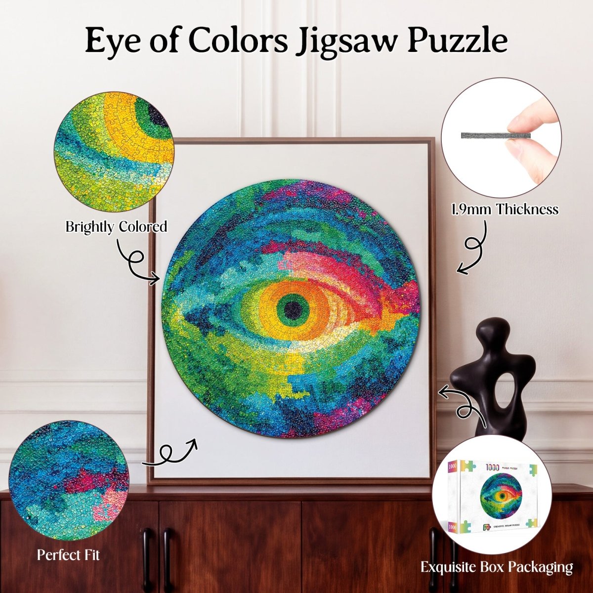 Artistic 1000 - Piece Cardboard Jigsaw Puzzle - Eye of Colors - KAAYEE Puzzle