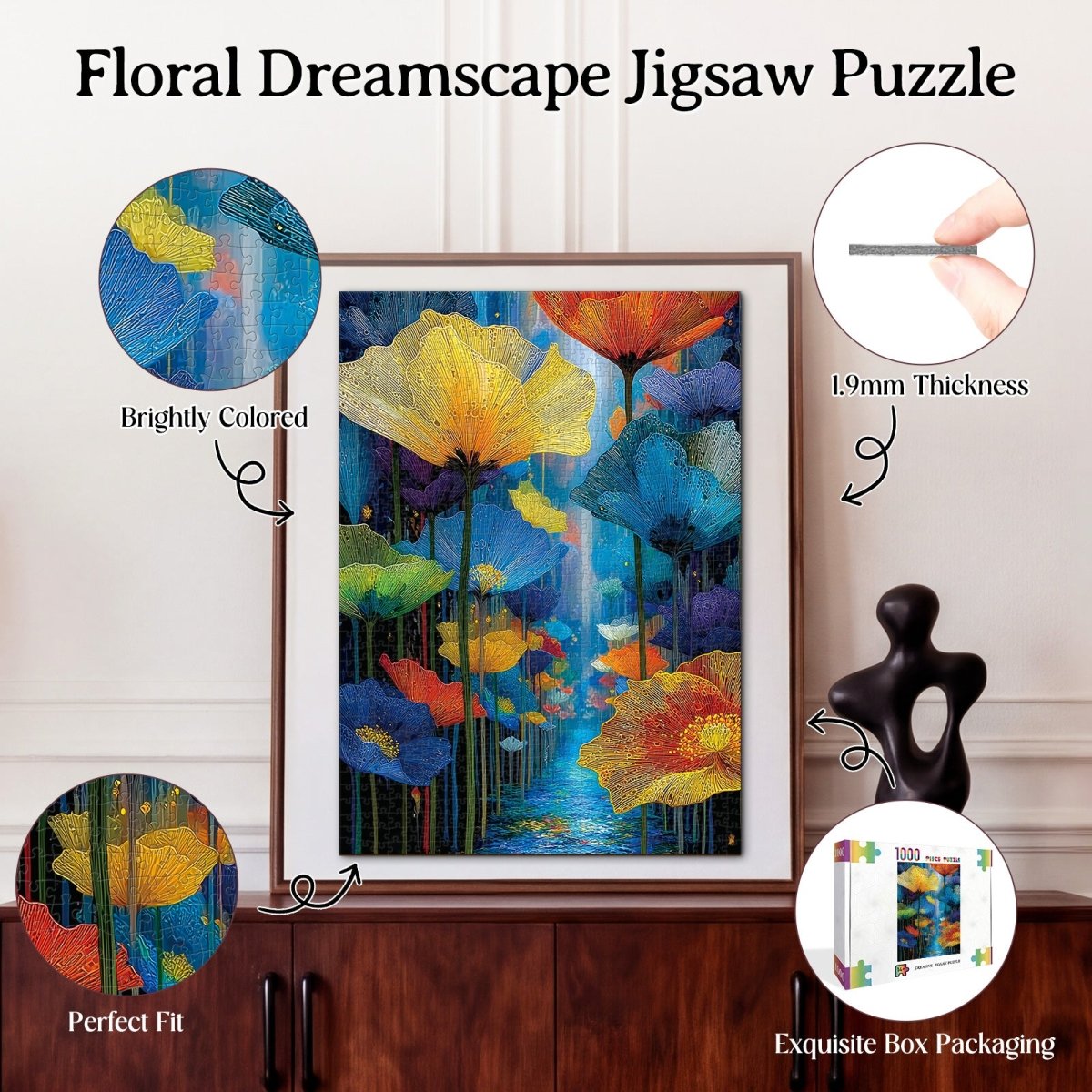 Artistic 1000 - Piece Cardboard Jigsaw Puzzle - Floral Dreamscape - KAAYEE Puzzle