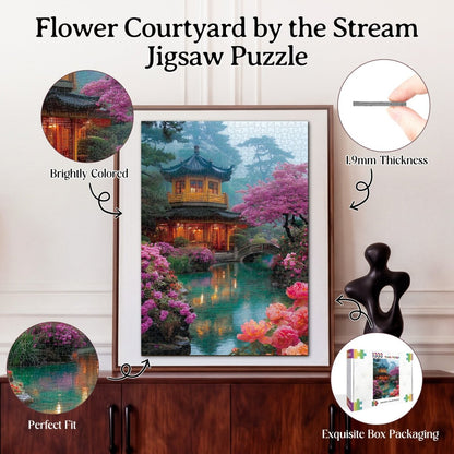 Flower Courtyard by the Stream - 1000-Piece Cardboard Jigsaw Puzzle