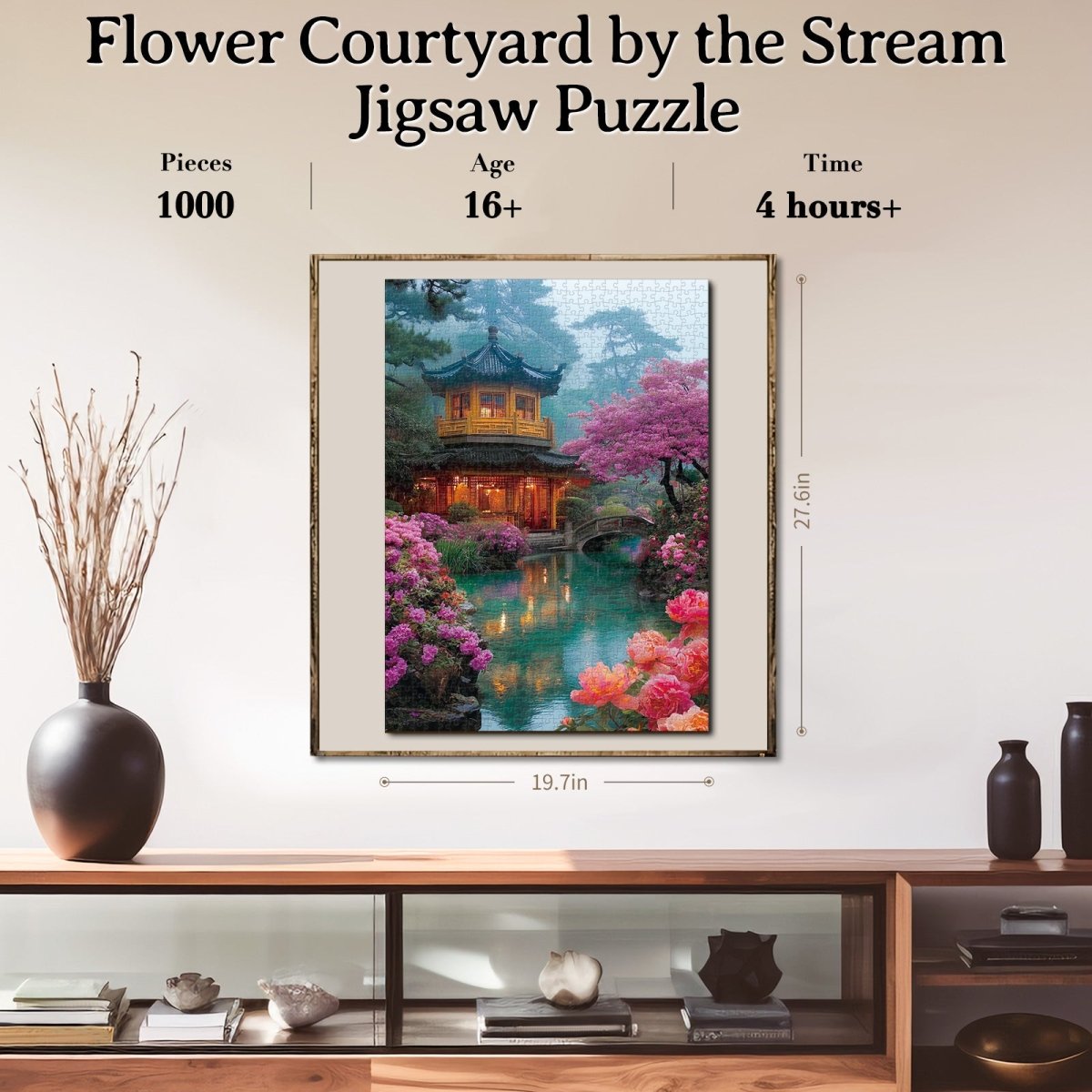 Flower Courtyard by the Stream - 1000-Piece Cardboard Jigsaw Puzzle