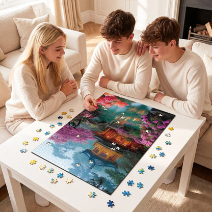 Flower Courtyard by the Stream - 1000-Piece Cardboard Jigsaw Puzzle