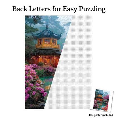 Flower Courtyard by the Stream - 1000-Piece Cardboard Jigsaw Puzzle