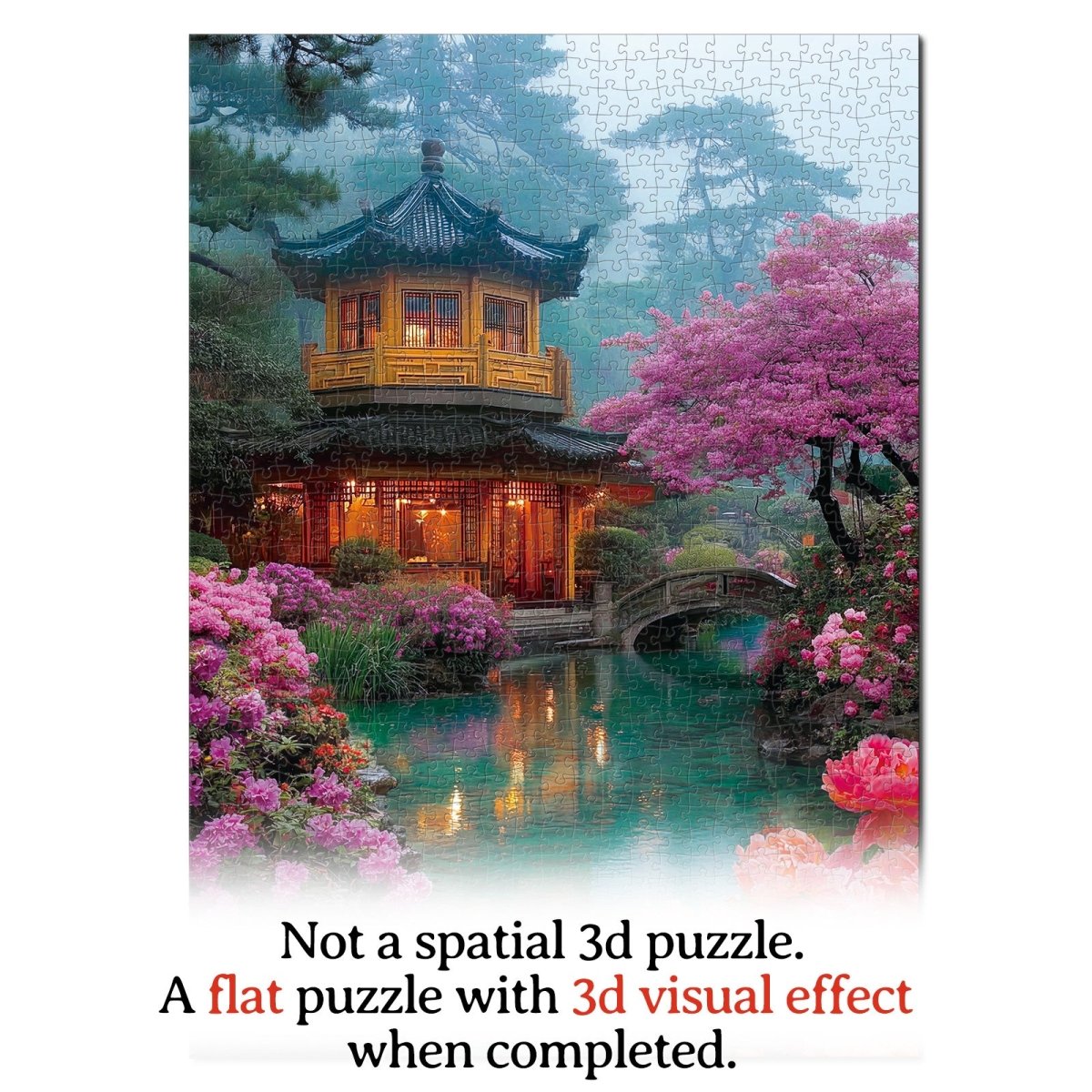 Flower Courtyard by the Stream - 1000-Piece Cardboard Jigsaw Puzzle